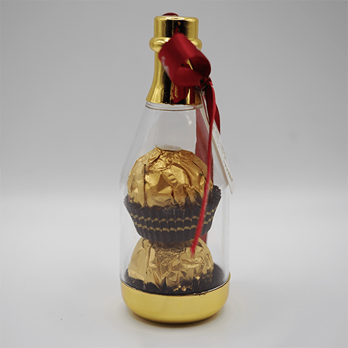 Ferrero im Champagnerfläschchen Seitenansicht Ferrero im Champagnerfläschchen Seitenansicht