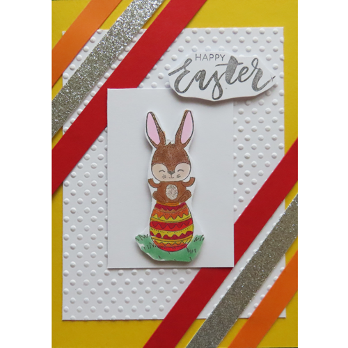 Osterhase mit Eier orange-rot