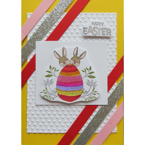 Osterhase mit Eier rosa-rot