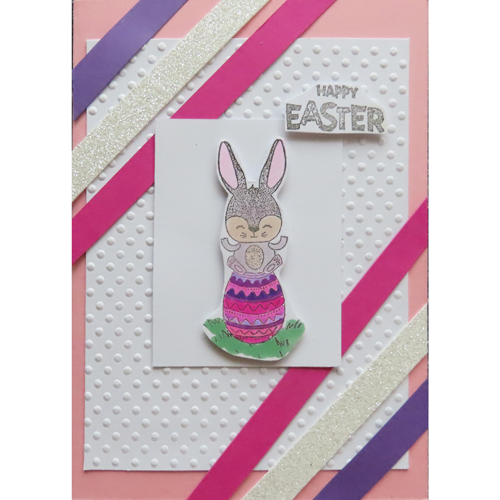 Osterhase mit Eier violett-pink