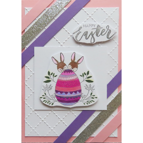 Osterhase mit Eier violett-rosa