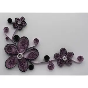 Quilling Blume rund violett-schwarz