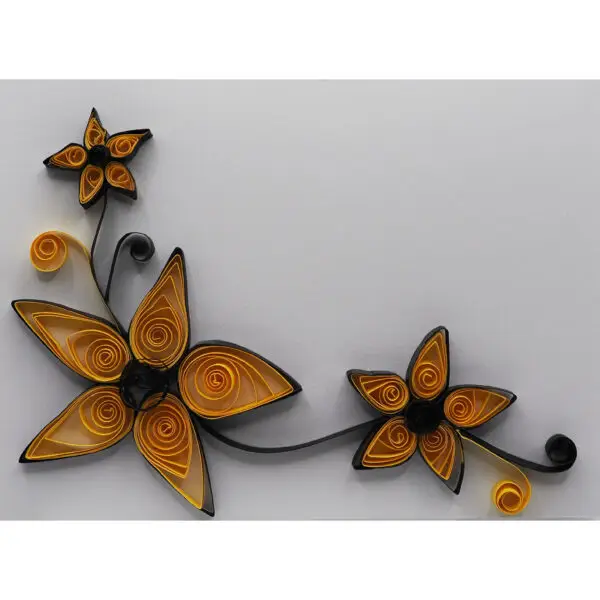 Quilling Blume spitz gelb-schwarz