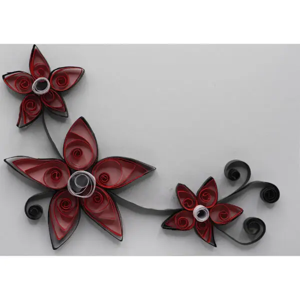 Quilling Blume spitz rot-schwarz