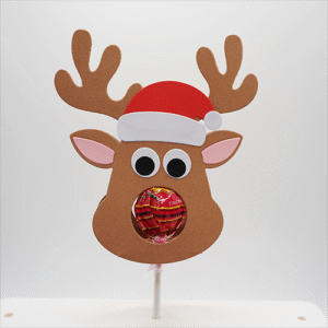 Rentier mit Mütze mit Lollipop