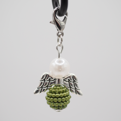 Schutzengel gerippelte Perle dunkelgrün Schutzengel gerippelte Perle dunkelgrün