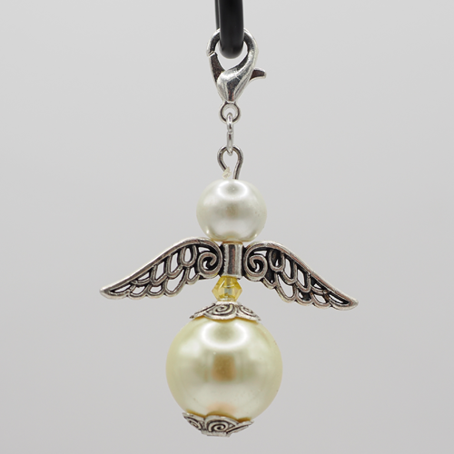 Schutzengel gross gelb mit facettierter Perle gelb