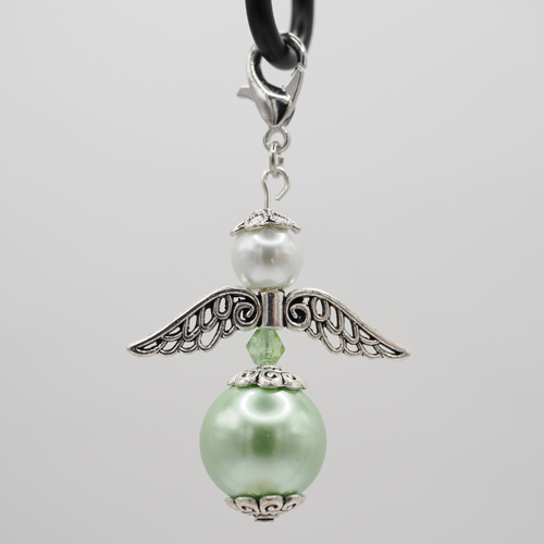 Schutzengel gross grün mit facettierter Perle grün