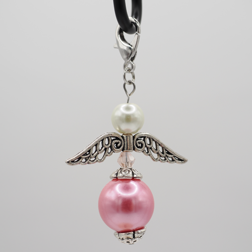 Schutzengel gross pink mit facettierter Perle pink