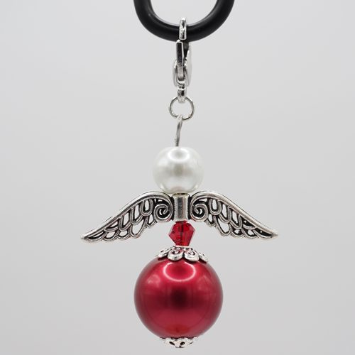 Schutzengel gross rot mit facettierter Perle rot