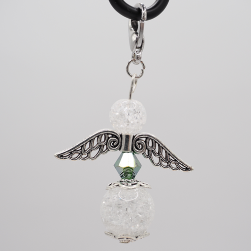 Schutzengel mit Bergkristall dunkelgrün Schutzengel mit Bergkristall dunkelgrün