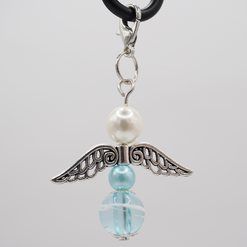 Schutzengel mit Glasperle blau