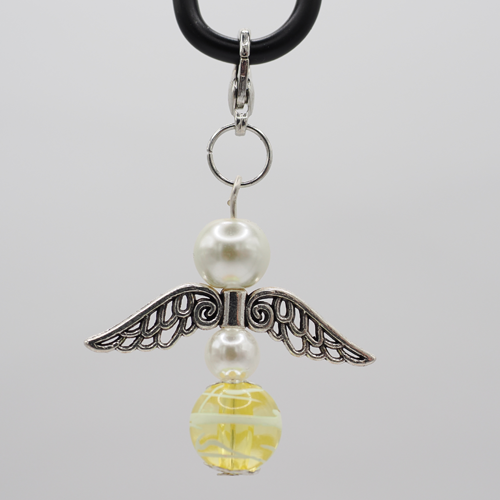 Schutzengel mit Glasperle gelb