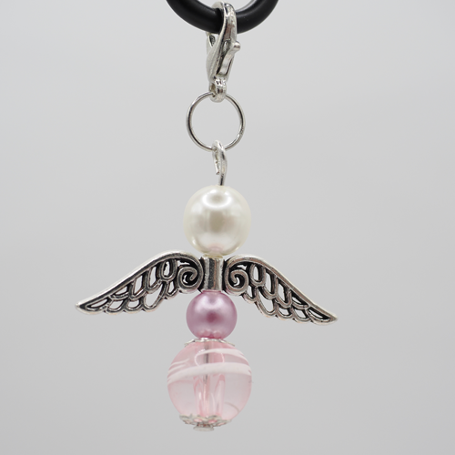Schutzengel mit Glasperle pink