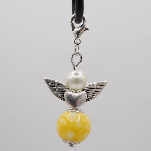 Schutzengel mit Marmorperle gelb Schutzengel mit Marmorperle gelb