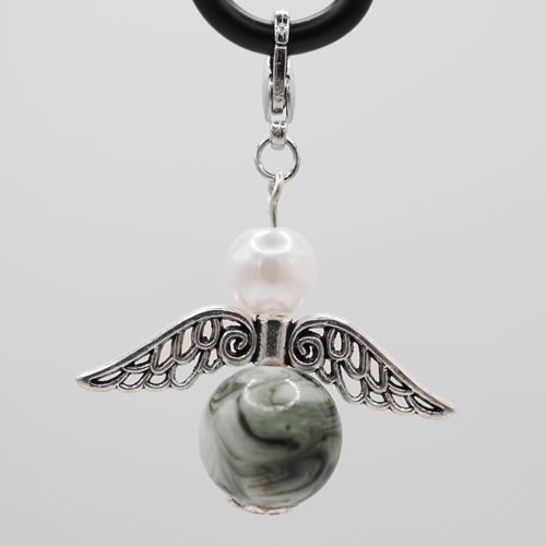 Schutzengel mit Marmorperle pastell grau Schutzengel mit Marmorperle pastell grau