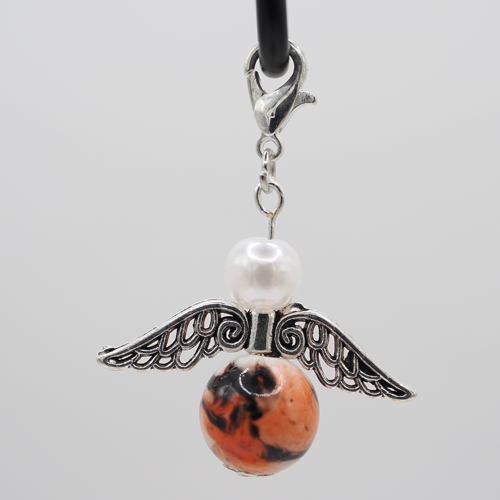 Schutzengel mit Marmorperle pastell orange Schutzengel mit Marmorperle pastell orange