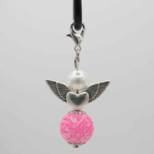 Schutzengel mit Marmorperle pink Schutzengel mit Marmorperle pink