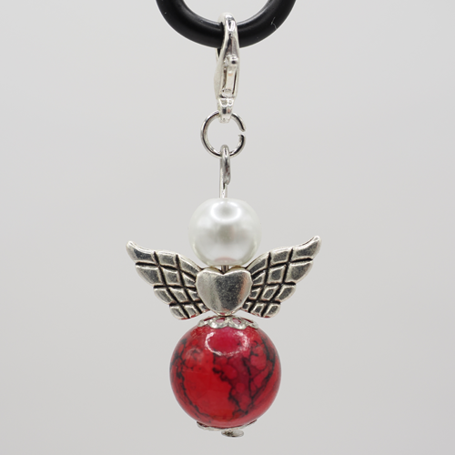Schutzengel mit Marmorperle rot Schutzengel mit Marmorperle rot