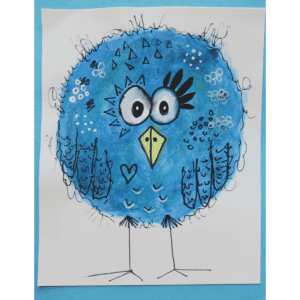 Vogel Blau Aquarell 2