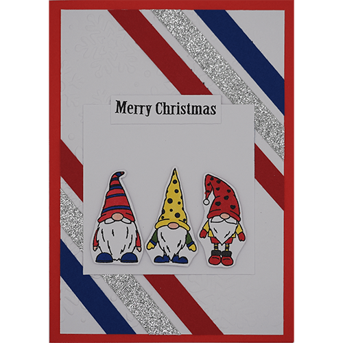 Weihnachtskarte mit drei Wichteln rot