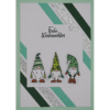 Weihnachtskarte mit drei Wichteln türkis