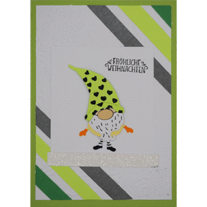 Weihnachtskarte Wichtel grün