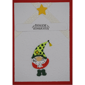 Weihnachtskarte Wichtel grün mit Stern