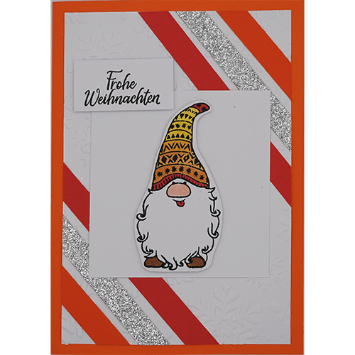 Weihnachtskarte Wichtel orange