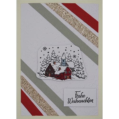 Weihnachtskarte Haus im Schnee