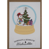 Weihnachtskarte Schneekugel Schneemann braun