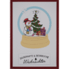 Weihnachtskarte Schneekugel Schneemann rot