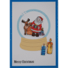 Weihnachtskarte Schneekugel Weihnachtsmann blau