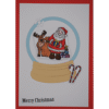 Weihnachtskarte Schneekugel Weihnachtsmann rot