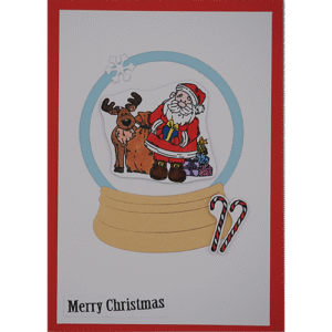 Weihnachtskarte Schneekugel Weihnachtsmann rot Weihnachtskarte Schneekugel Weihnachtsmann rot