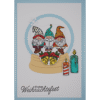 Weihnachtskarte Schneekugel Wichtel 2