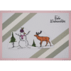 Weihnachtskarte mit Schneemann und Rentier pink