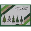 Weihnachtskarte mit Tannenbäumen dunkelgrün