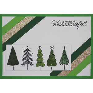 Weihnachtskarte mit Tannenbäumen hellgrün